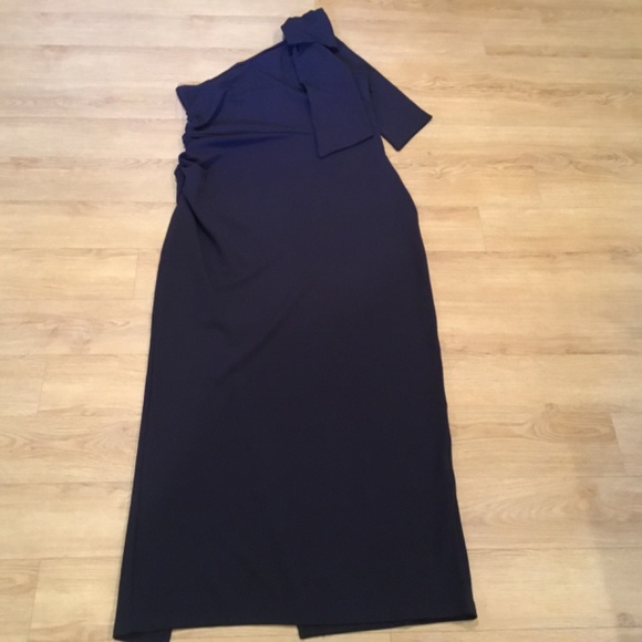 Women's One Shoulder Long Formal Sleeveless Ruched Bodycon Dress - Picture 9 of 9